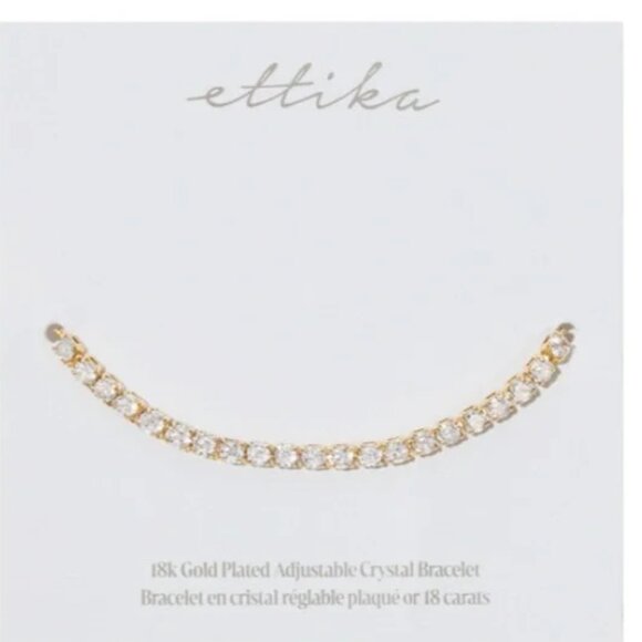 Ettika 18k Gold Plated Adjustable Crystal Bracelet New - Picture 2 of 2